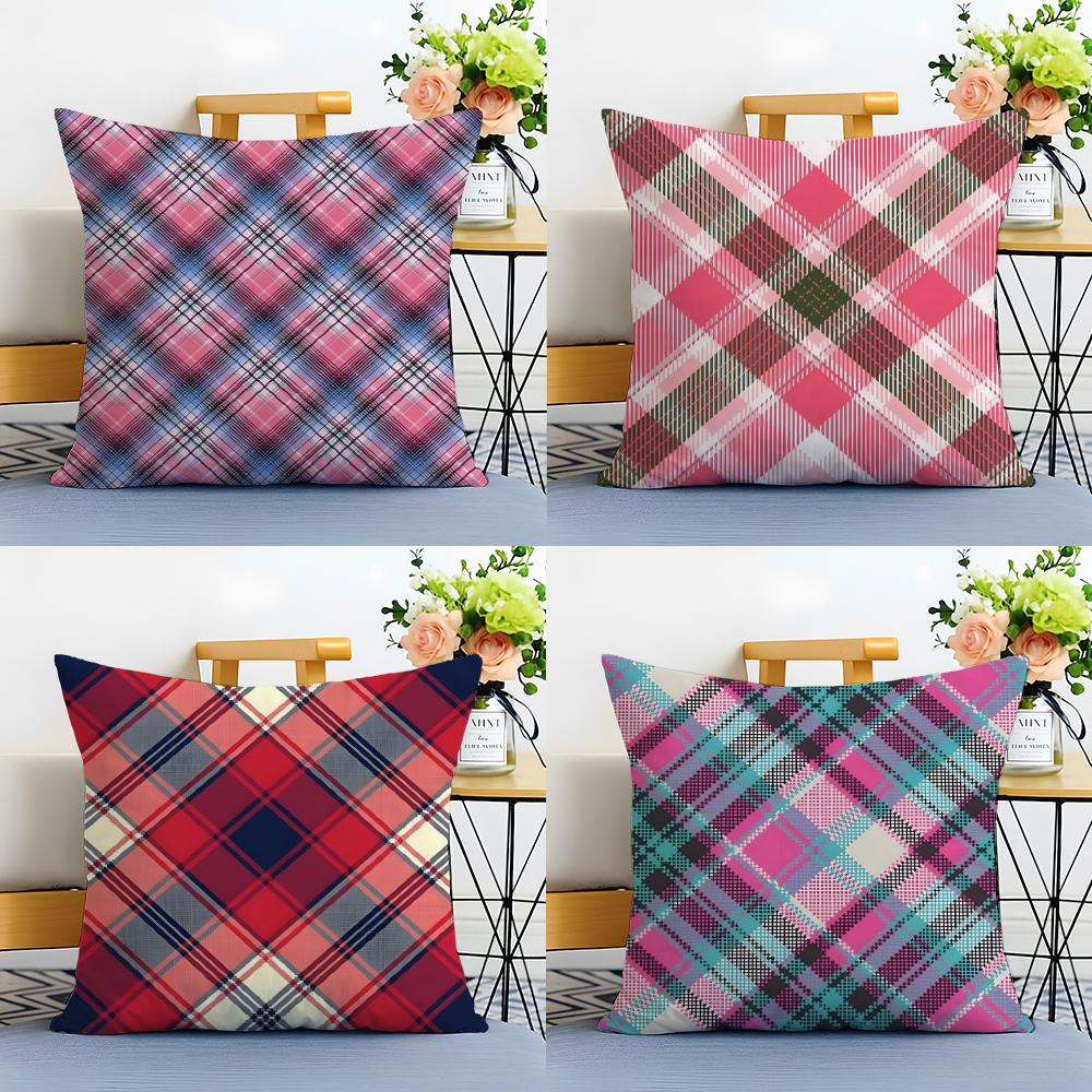 Classic Simple Pattern Art Plaid texture Cushion Cover Linen Pillowcase Soft  for Sofa Bed Home Room Decor