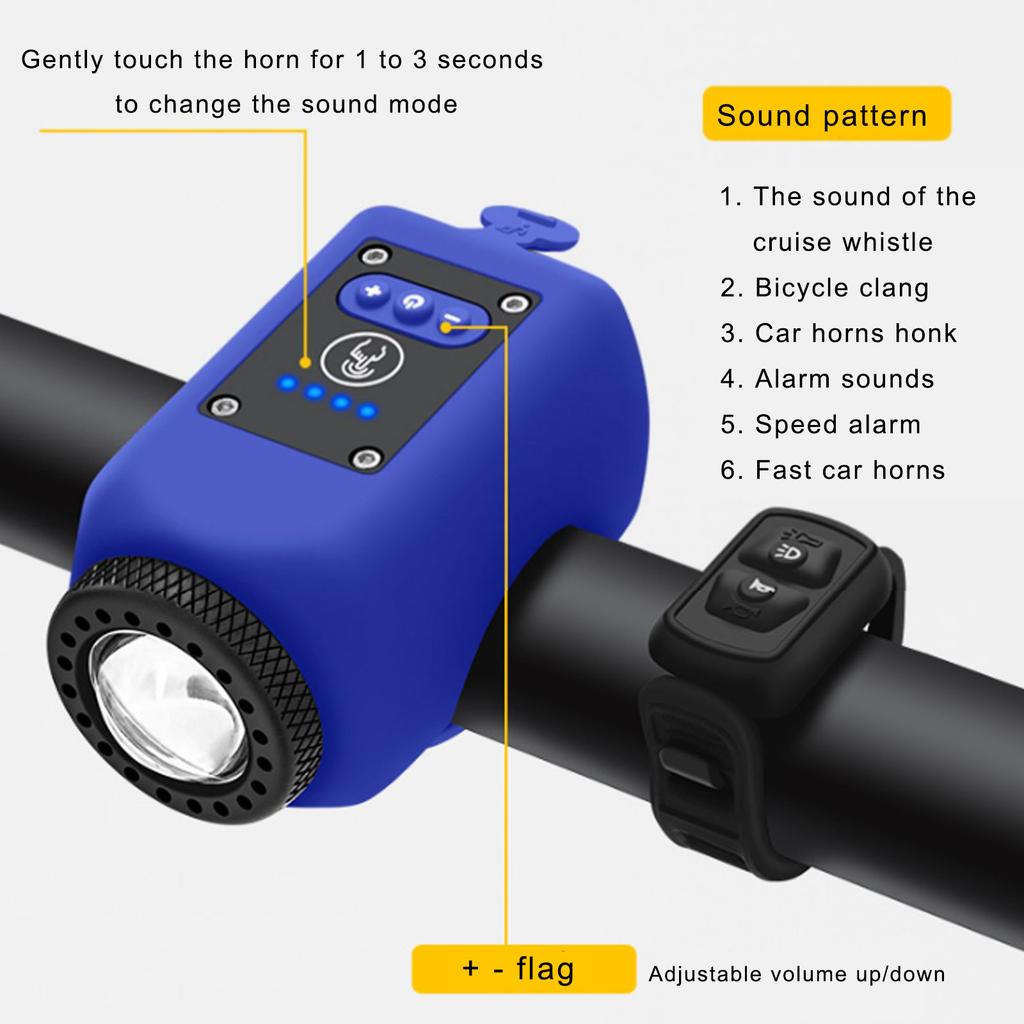Electric Bike Horn Bike Light Waterproofs Bicycles Front Light 110dB Bicycles Electric Horn Front Headlight Enduring