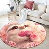 Pink Sloth Pattern Round rug,Carpet Rug for Living Room Bedroom  Playroom ,Non-slip Floor Mat,Holiday Gifts and Birthday Gifts.