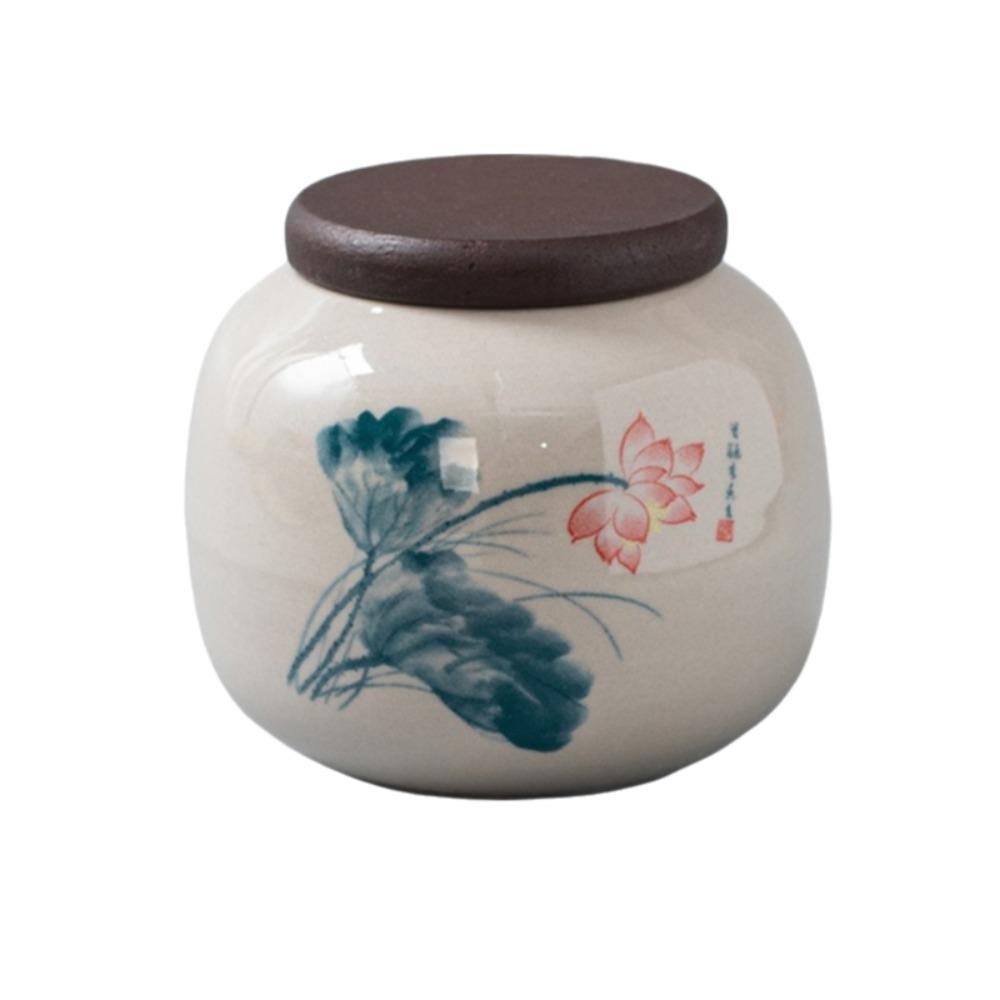 Moisture Proof Traditional Chinese Tea Canister Ceramic Spice Jar Tea Leaf Can Office Style F
