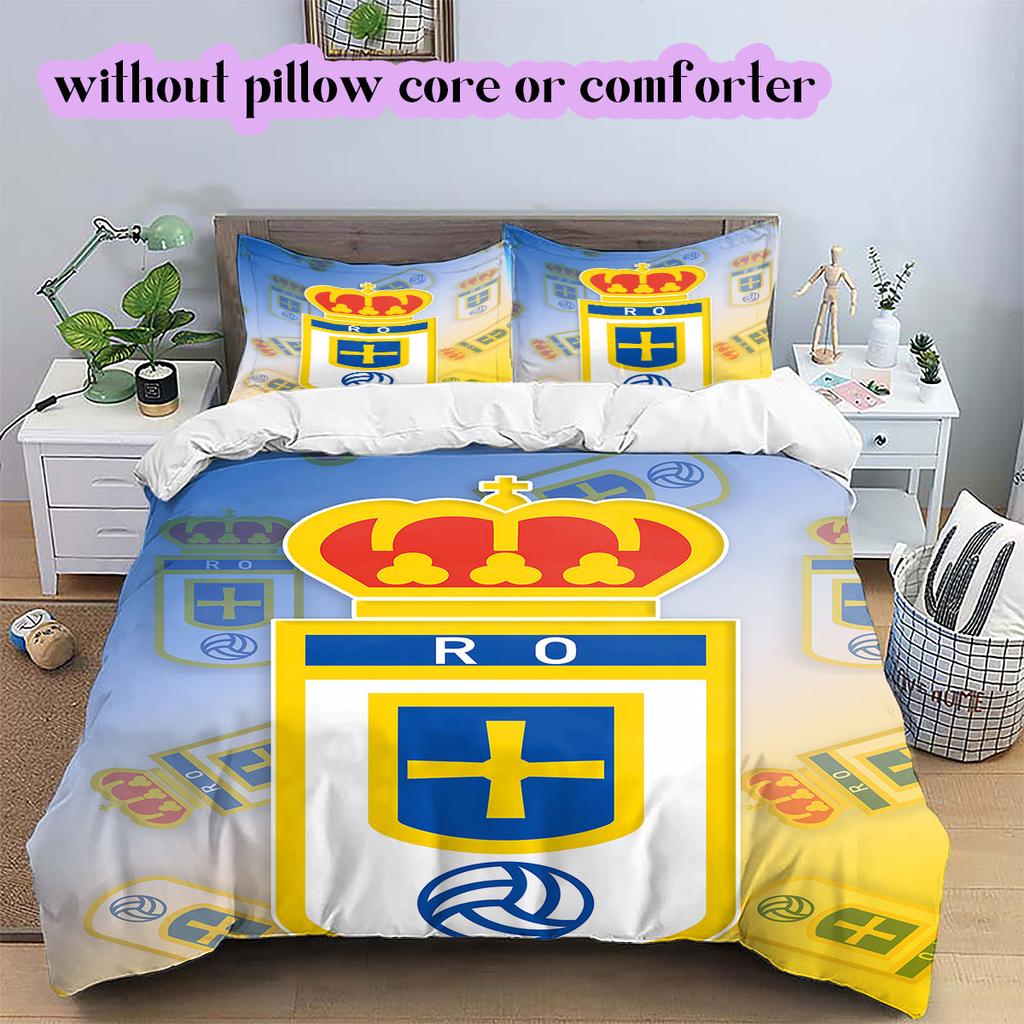 Biancheria da letto con motivo Real Oviedo, Set piumone Copripiumino Federa Regalo di Compleanno per la Casa (1*copripiumino+2*federe,senza imbottitura)