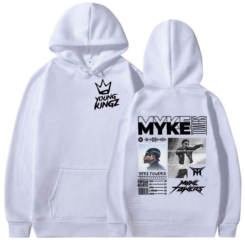 Rapper Myke Towers World Tour 2025 Graphic Hoodie Men's Vintage Long Sleeve Oversized Sweatshirt Fashion Hip Hop Clothing Hooded