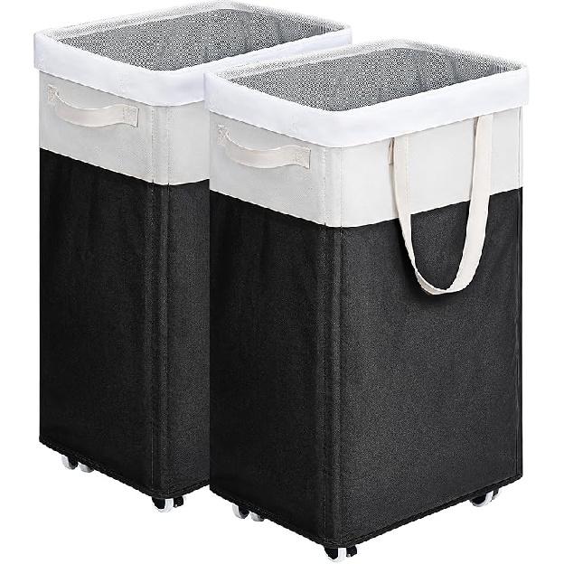 Goodpick Laundry Basket with Wheels, 75L Laundry Hamper with Removable Wash Bag, Collapsible Laundry Baskets, Rolling Laundry Basket with Wheels, 75L