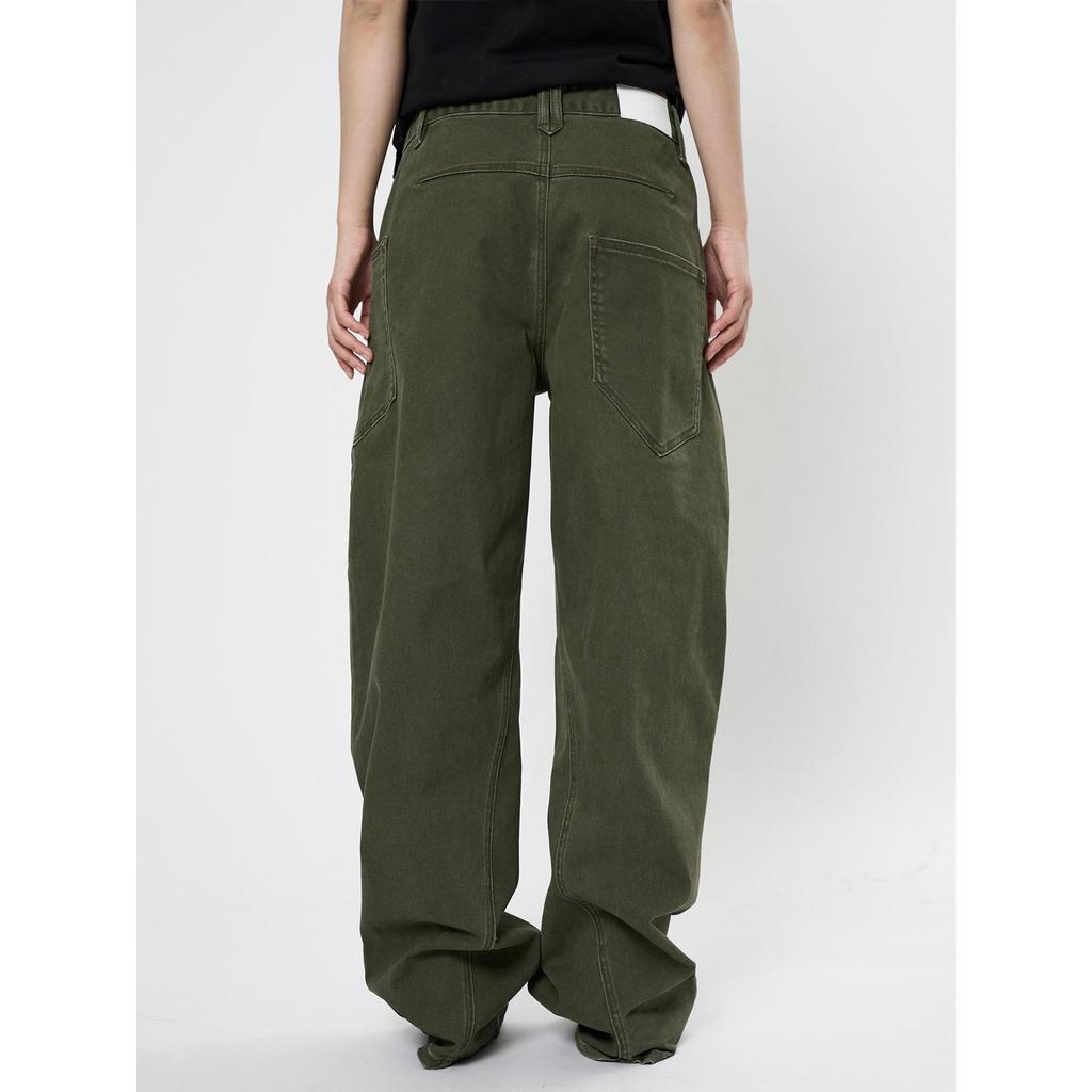 Louvre Spring Retro Low-Waist Loose-Fit Slim Green Women's Overalls