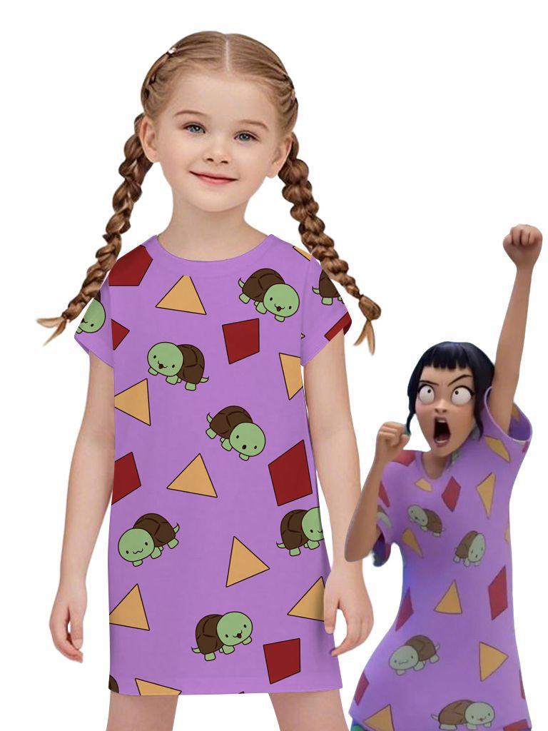 Kpop-Style Straight-Cut Nightgown for Women & Girls - Cute Summer Design With Trompe L'oeil Effect