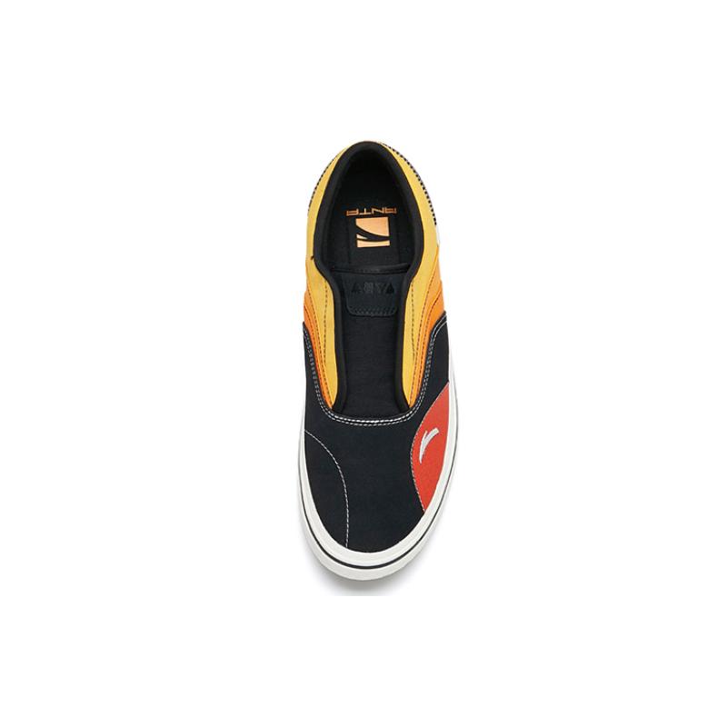 Anta Qian Xing Low-Top Skateboard Shoes Men's Black Yellow Slip-on Version Sneakers 112228017-4