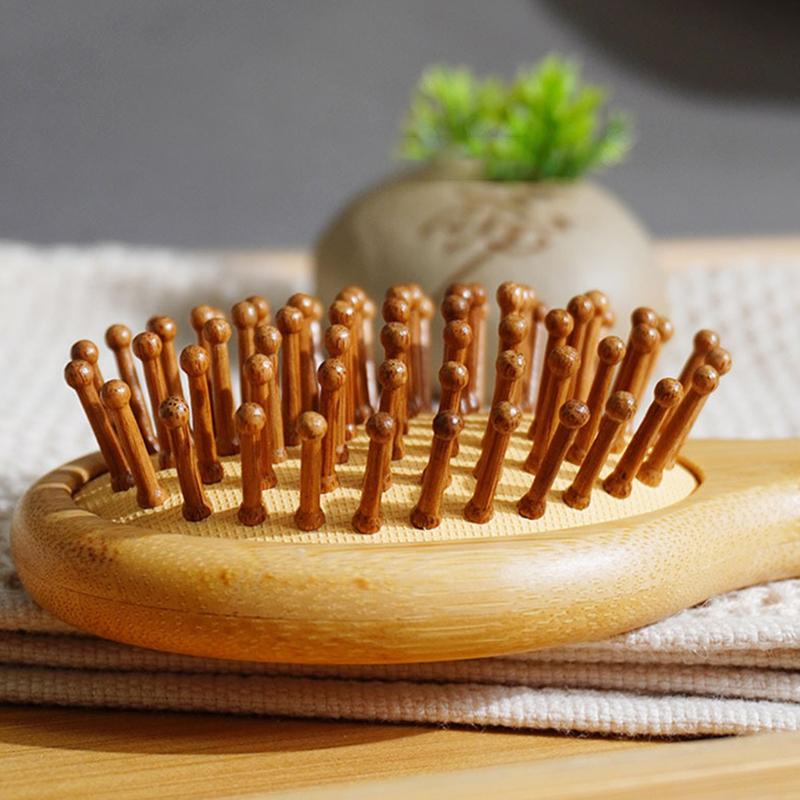 Mini Hair Comb Eco-Friendly Wooden Portable Air Cushion Cute Airbag Anti Static Wide Round Head Tooth Massage Combs Hair Brush