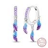 New 925 Silver Colorful Butterfly Dragonfly Iris Flower Earrings For Women Fashion Birthday Party Jewelry Gifts