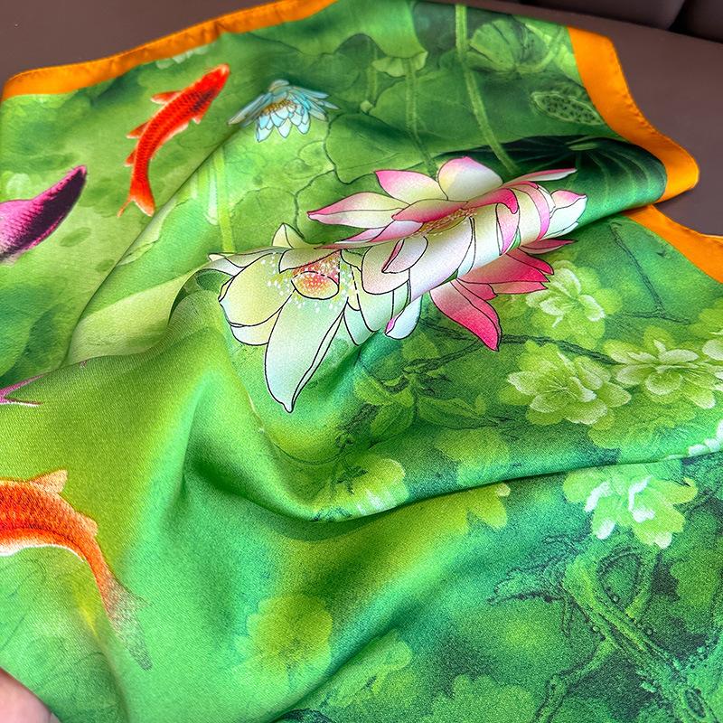 1116 New Retro Printing Fashionable Versatile Autumn and Winter Scarf Scarf Scarf Decorative Tie Bag Headband Silk Scarf Women
