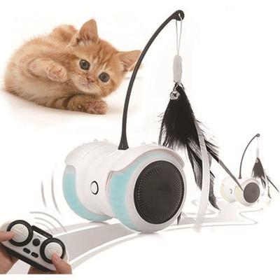 Brinquedo elétrico para gatos, carro elétrico com controle remoto interativo, brinquedo para provocar gatos, brinquedo giratório, autodidata, suprimentos para brinquedos educativos para animais de estimação