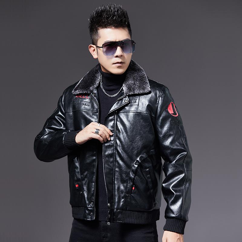 

Кожаная куртка мужская куртка молодежная флисовая кожаная куртка с короткими лацканами приталенная 5XL