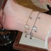 Sea Series Metal Shell Dolphin Bracelet Imitation Pearl Beach Hand Chain  Beach