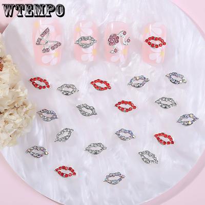 Lips Shaped Designs Nail Charms Kit 3D Cute Mini Mixed Color DIY Nail Art Decorations Manicure Decorations, Creative Carfts Making Supplies