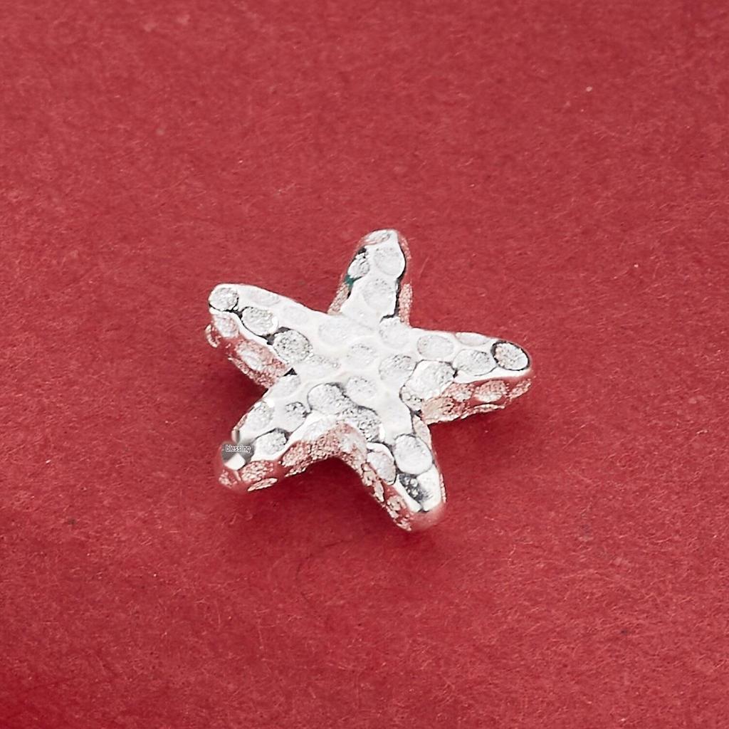 S925 Sterling Silver Brushed Starfish Spacer Beads for DIY Clavicle Chain Necklace