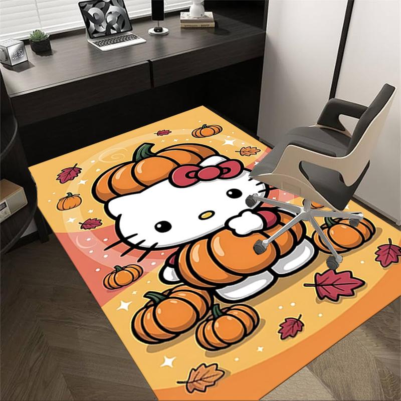 1 Stück Hello Kitty Kürbis Teppich Büro Teppich Außenmatte Heimdekoration Bereichsteppich Festival Geschenk Schreibtischstuhl Teppich