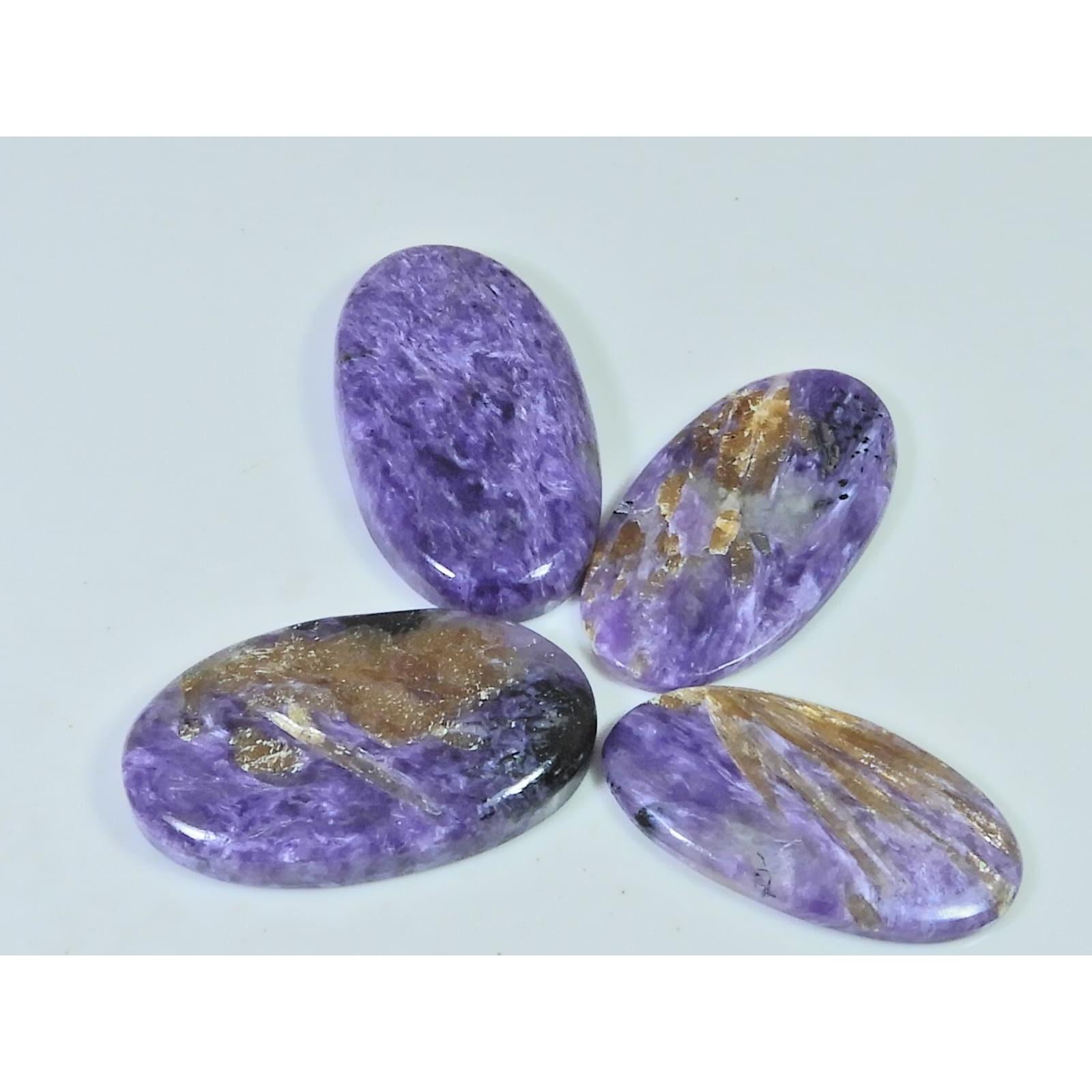 122Cts. Natural Purple Charoite Oval Cabochon Loose Gemstone 04 Pcs Lot C-2364
