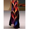 Summer Thin Plus Size Women's Clothing Fashion 3D Print Fashion V Neck Pocket Long Dress Large Swing Sexy Sleeveless Dress