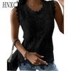 HNXC Women's Fashion Casual Solid Color Print Sleeveless O Neck Blouses & Shirts