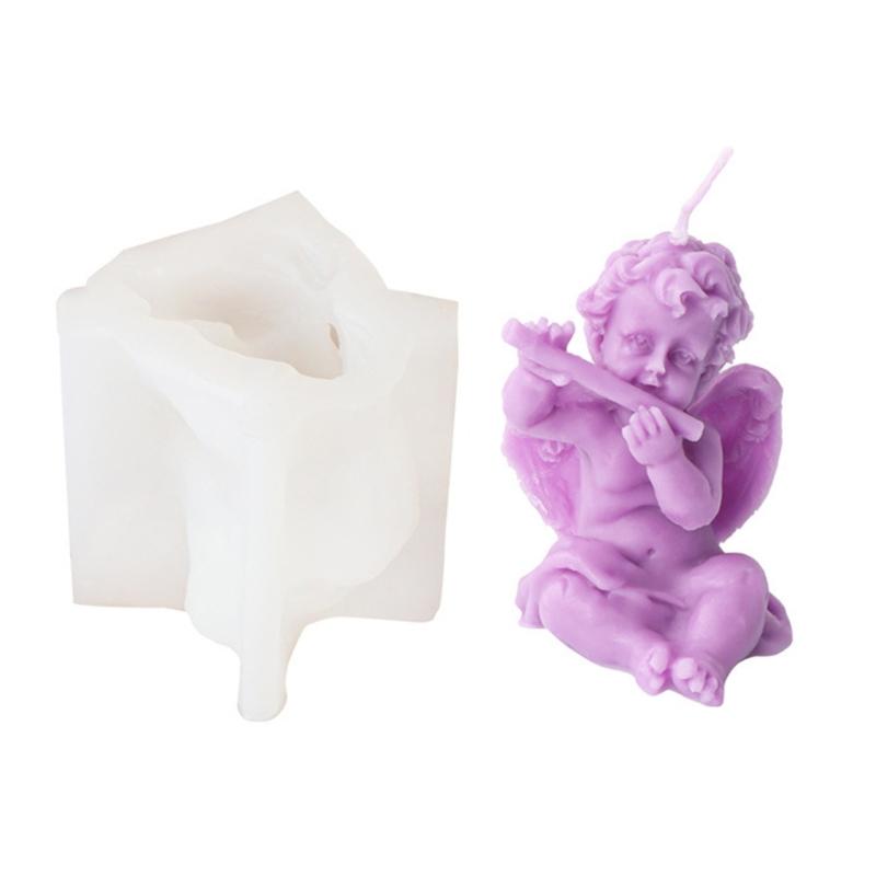 Silikonová forma na andělskou svíčku ručně vyráběná okřídlená forma na svíčku s vůní anděla DIY dortová forma na čokoládové mýdlo Pryskyřice na výrobu svíček
