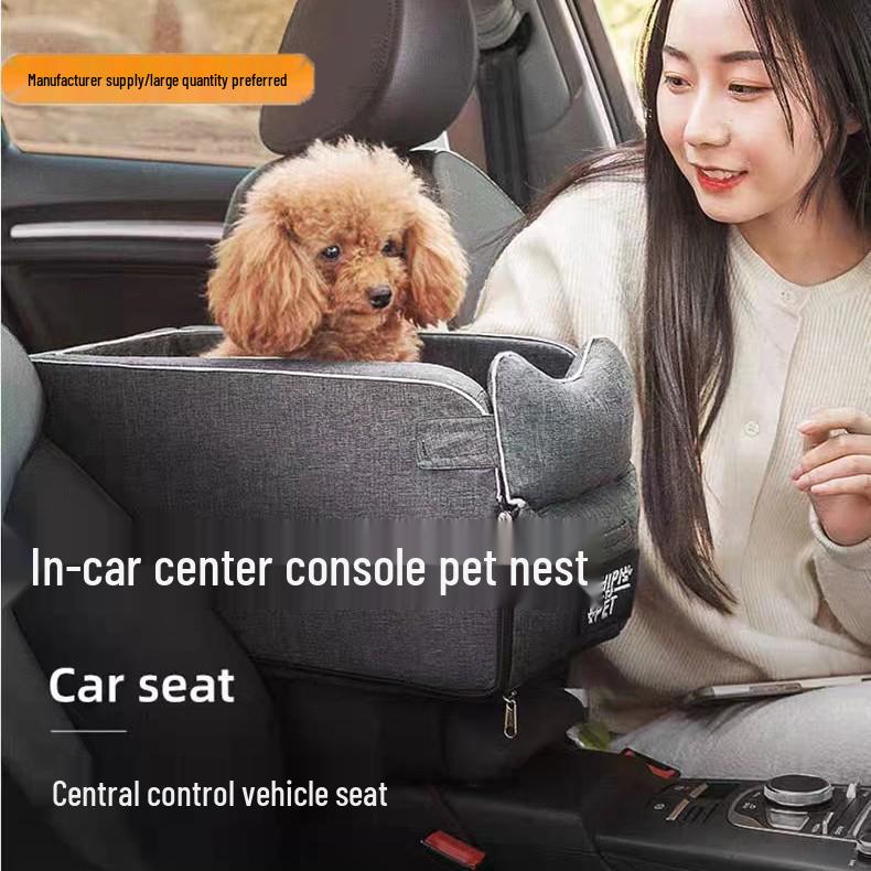 Car Dog Seat for Small Puppies - In-Car Center Console Pet Seat