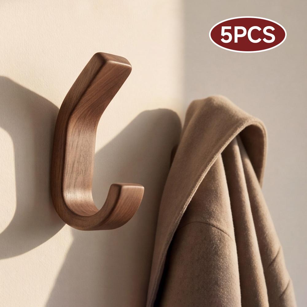 Natural Wooden Coat Hooks Key Decorative Holder Clothes Robe Handbag Hanger Scarf Towel Hook Home Wall Mounted Hook Organizer