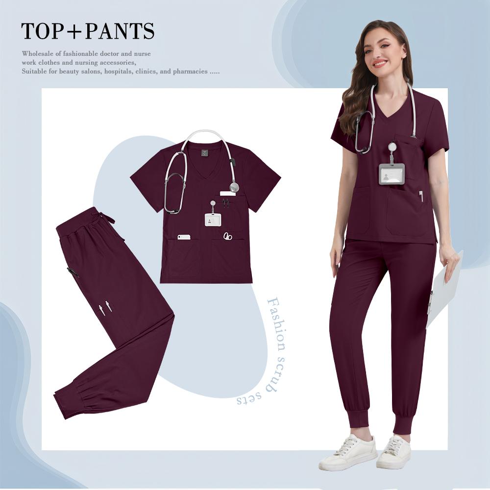 Medyczny zestaw uniformów medycznych Miękki strój pielęgniarski dla kobiet z wieloma kieszeniami Wysokiej jakości ubrania robocze dla pielęgniarek i lekarzy Kliniczny strój medyczny