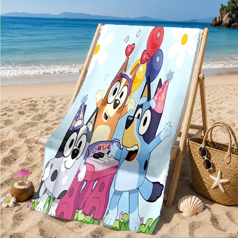 Bluey Friends Adventure Beach Towel, Quick-drying, Easy to Care for, Suitable for Both Fitness and Beach Vacations,Sports Essential