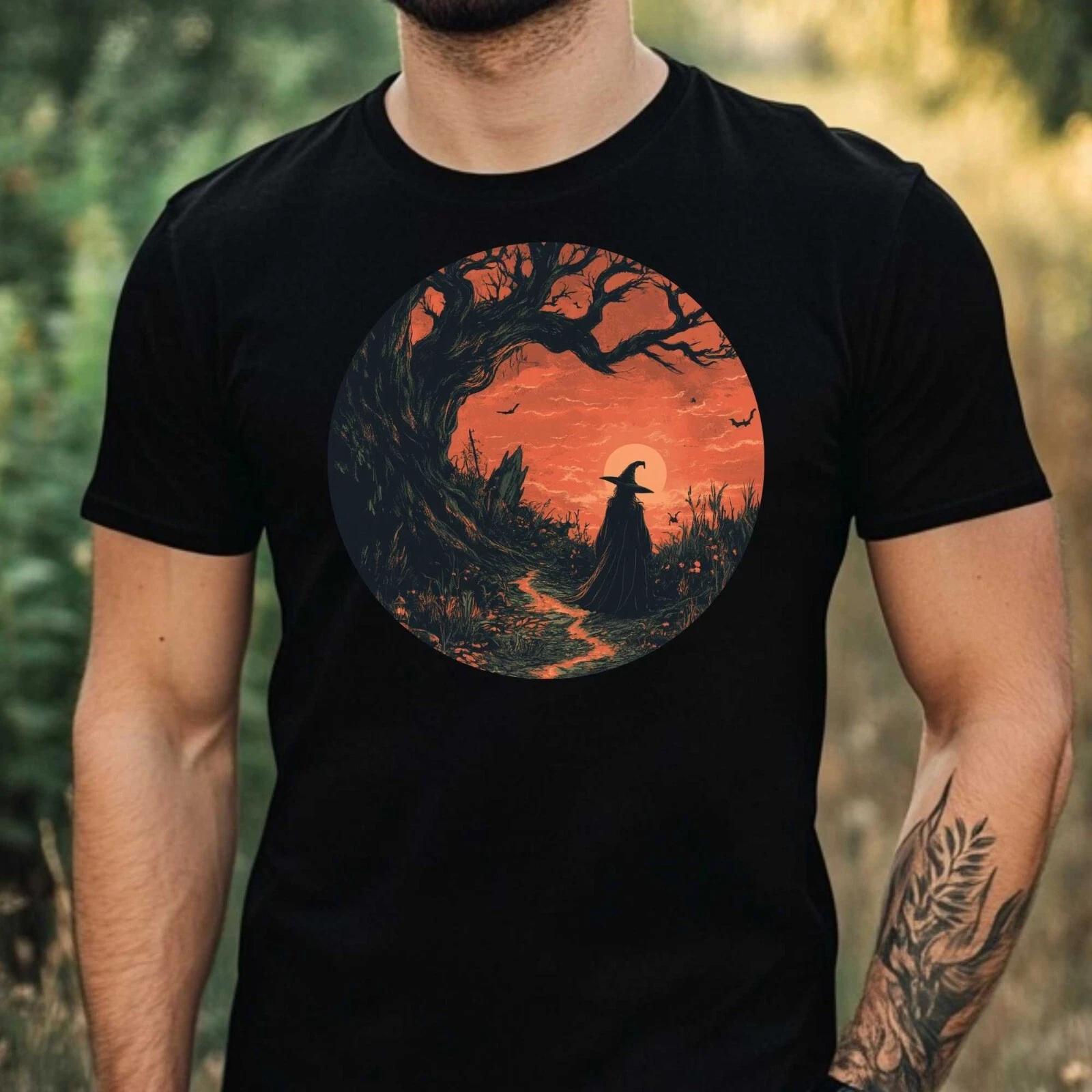 T-Shirt Herren Gruselige Hexe Motiv Baumwolle Größe XS bis 5XL XXXL