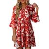 European and American Elegant Temperament Dress Women's 2026 Summer New Casual V-neck Floral Skirt