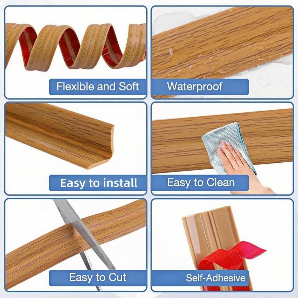 1PC Self adhesive edging decorative strip, self-adhesive corner protector, PVC edging protector, 2m/78.74inch floor edging strip