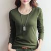 Round Neck Solid Color Long Sleeved Women's T-shirt