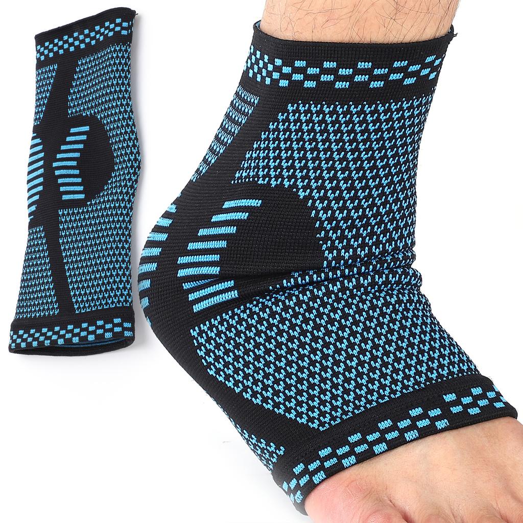 Ankle Brace Nylon Stretch Knit Lightweight Breathable Blue Ankle Bandage Wrap for Men Women Sports Foot