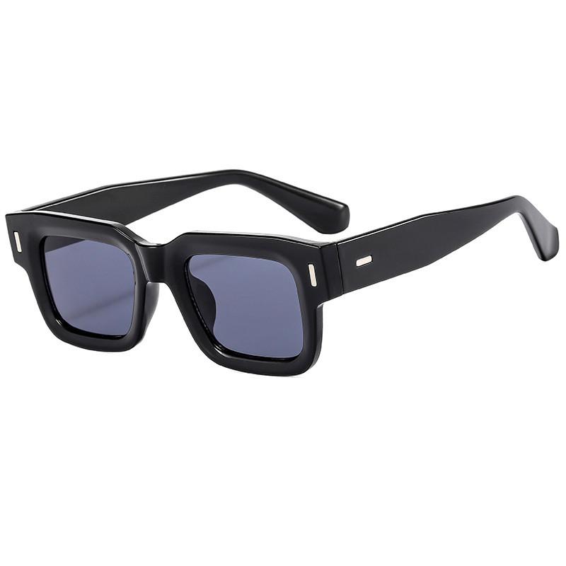 Trendy Retro Square Eyewear With Uv Protection For Cycling And Casual Wear BlackFrameGrayLenses