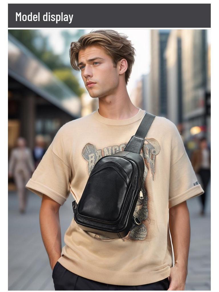 DUJIANG Men's Retro Leather Crossbody Bag - Large Capacity, Multifunctional Commuter Shoulder Bag