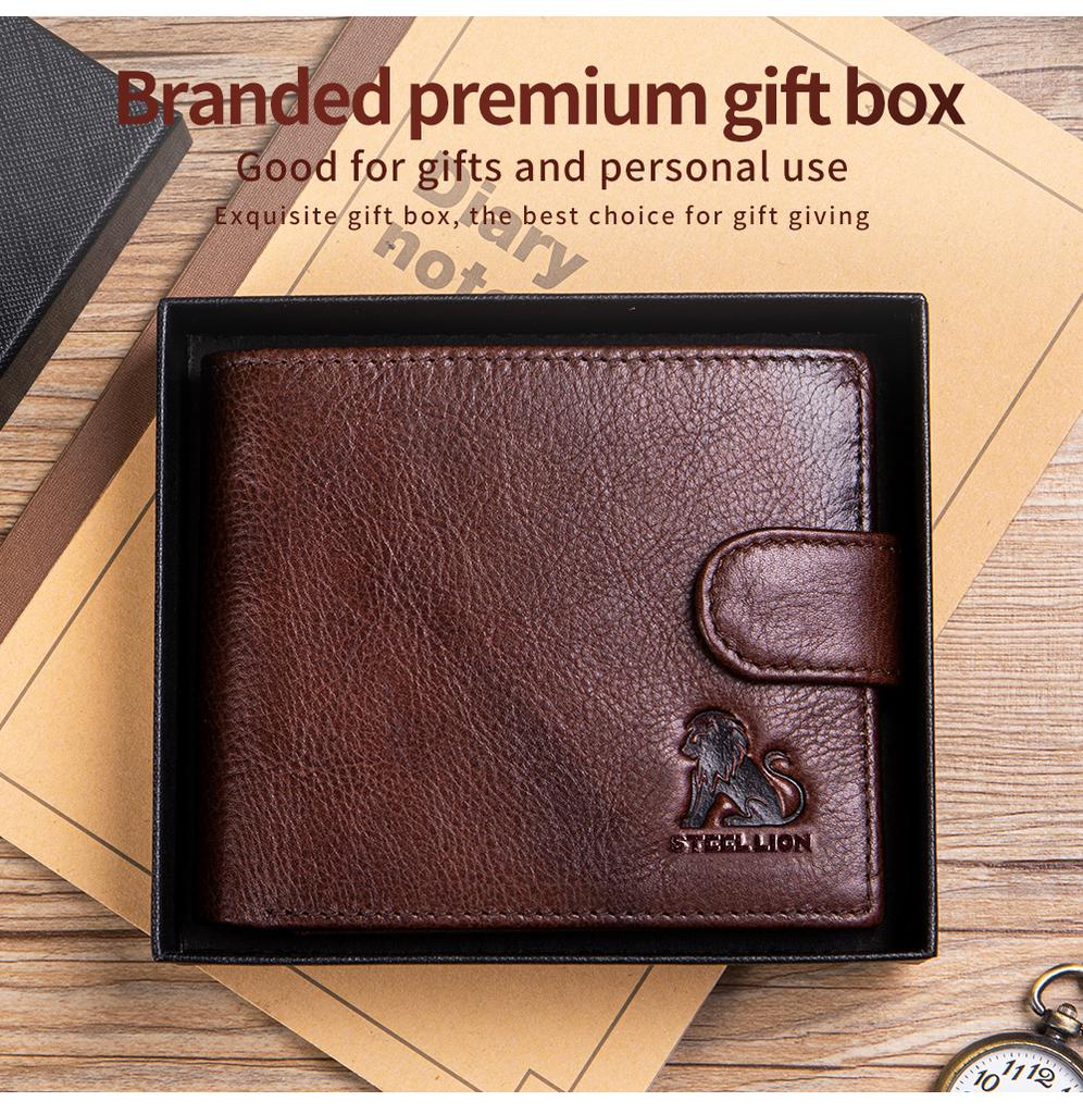 RFID Genuine Leather Men Wallet Large Capacity Card Holder Coin Purse
