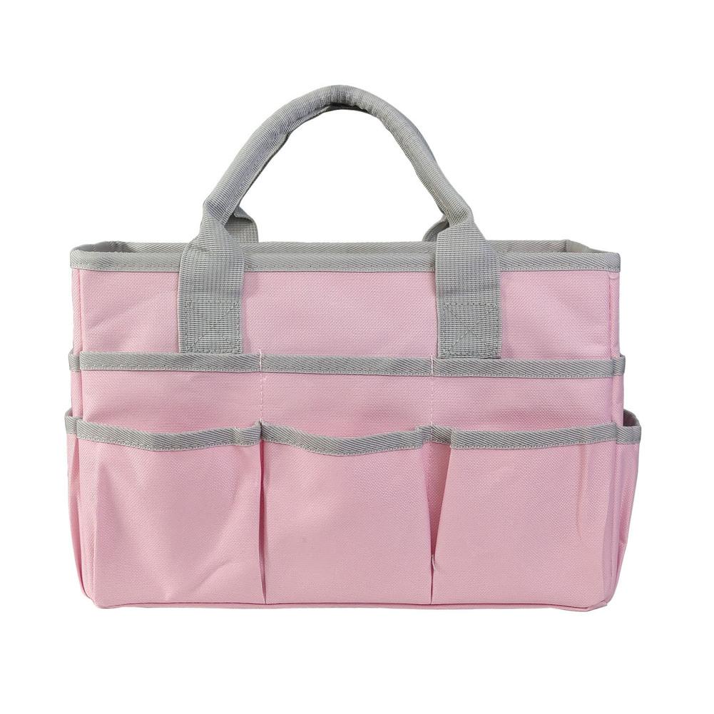 Large capacity classroom storage bag in pink and grey perfect for organizing teaching materials and student supplies