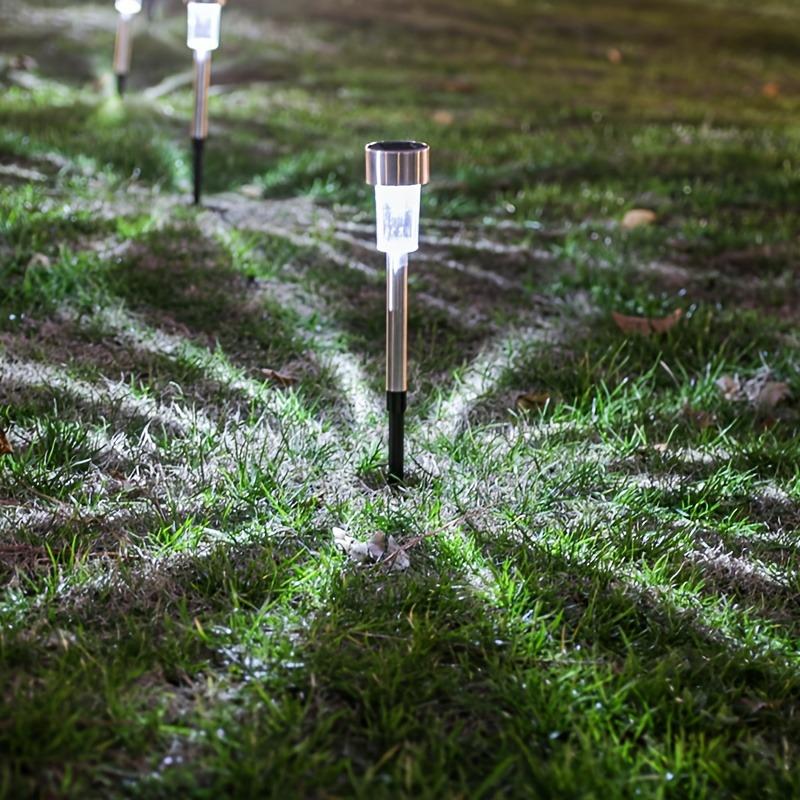 10 pcs Solar Power LED Lawn Lamps with Lampshades White & Silver Durable & Energy-Efficient, Illuminate Your Path, Patio, Yard