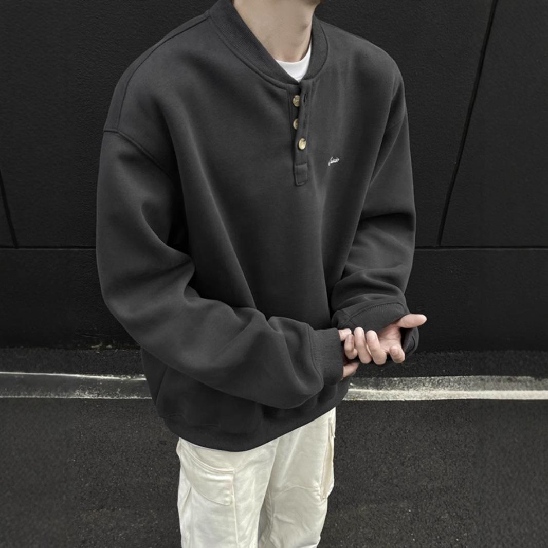 

Sweater Men Wear Long-sleeved T-shirts In Winter Plus Velvet Sweaters In Autumn and Winter. M