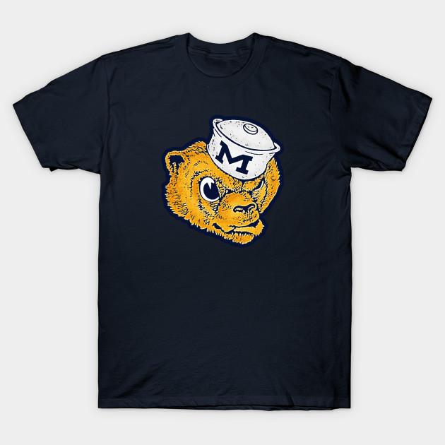Men Black Print T-shirt Vintage Wolverine Mascot Head No-Cut Transfer Paper Print Cotton Tshirt 3XL тёмно-синий