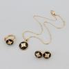 Boho Gold Plated Floral Jewelry Set Women Earrings Necklace Ring With Clover Charm Style