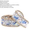 Diamond Ribbon, Dazzling 2.5cm DIY Diamond Mesh Wrap Roll Crystal Rhinestones Chain Trim Ribbon Decoration (Sapphire Blue Stone + Gold Bead Chain)
