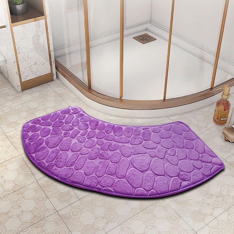 Curved Bathroom Mat Thickened Shower Room Absorbent Door Mat Toilet Bathroom Non-Slip Mat Dirt-Resistant Entrance Mat