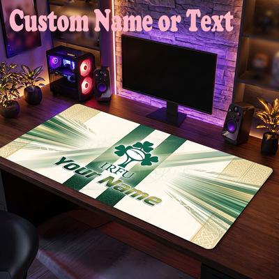 Ireland Rugby Customized Name Text Mouse Pad, Large Desk Mouse Mat Personalized Home Office Present