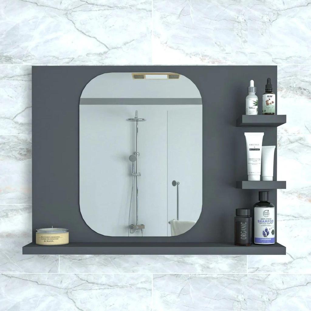 Decorative Mirrored Bathroom Shelf Corridor Living Room Wall WC Mirror Accessory Holder and Storage
