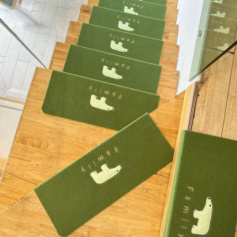 Luminous Self-Adhesive Stair Tread Mats - Splicable, Glue-Free, Solid Wood Protection Carpets