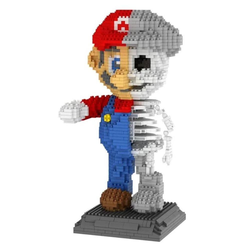 Funny Super Mario Micro Building Blocks Skeleton Mario Yoshi Luigi Bowser Bros Bricks DIY Assembly Figure Toys for Child Gift