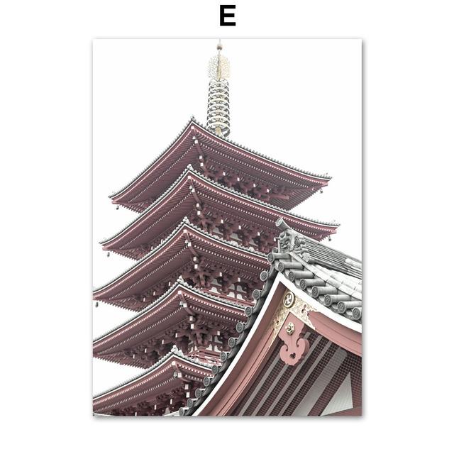 Japan Sakura Fuji Mountain Deer Gebäude Wand Kunst Leinwand Malerei Nordic Poster Und Drucke Wand Bilder Für Wohnzimmer Dekor