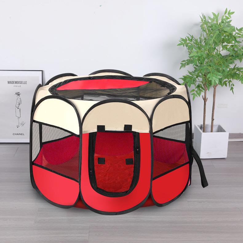 Octagonal Foldable Pet Tent: Scratch-Resistant Oxford Cloth Dog & Cat Cage, Kennel, and Bed