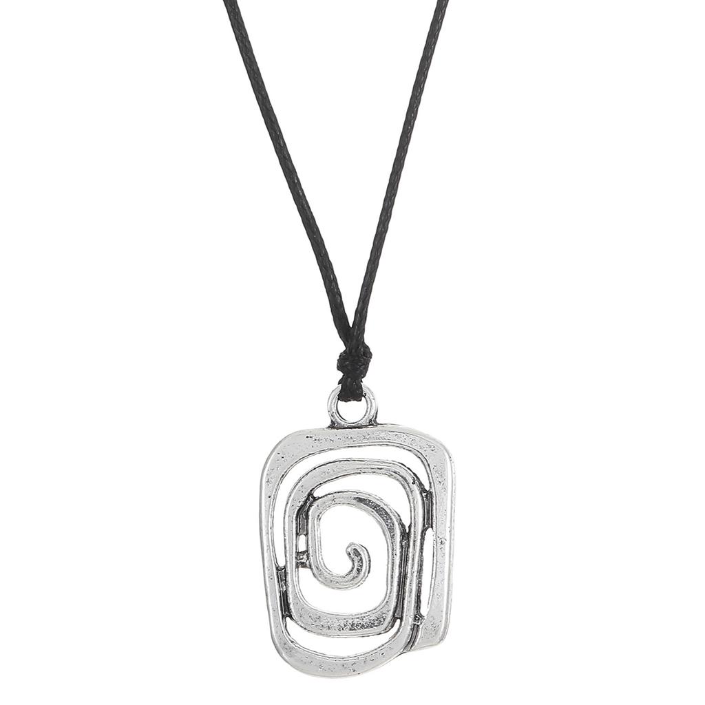Women's Vintage Necklace Punk Jewelry Chains with Swirl Pendant Adjustable Chain Choker PU Leather Cord Clavicle Chain