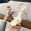 Fashion 2025 Summer Style New Buckle Strap Square Toe sandals Thin Heels Fashion Clip Toe Women Heels Sandals Slingback Sexy Pumps